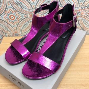 Kenneth Cole Fuchsia Pink Metallic Sandals Size 8.5